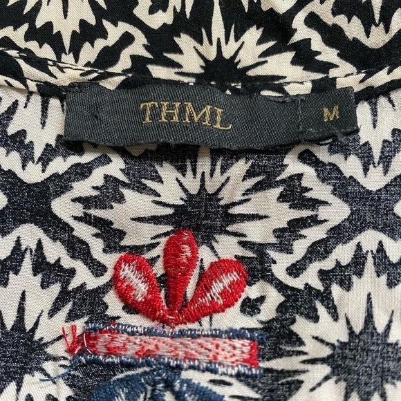 Anthropologie THMI Embroidered Boho Dress Tassel Tie Neck 2 Tiered Flouncy Skirt - Picture 10 of 15